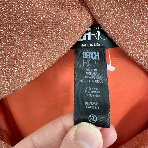 Beach‎ Riot Women's XL Copper Metallic One Piece Swimsuit Cut Out Twist - Picture 4 of 8